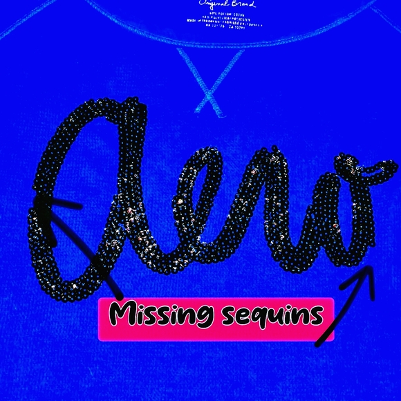 Aeropostale Henley Sweater w/ Aero Logo in Black Sequins in Royal Blue Size XL - Picture 2 of 8